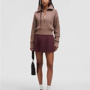 Lululemon high rise Burgundy Pleated mini tennis Skirt BNWT